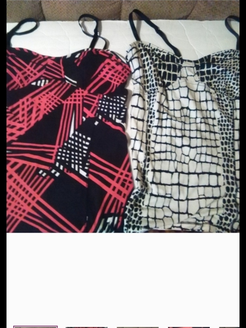 sofia by sofia vergara Red and Black Geometric & Black and Cream Grid Tank Tops